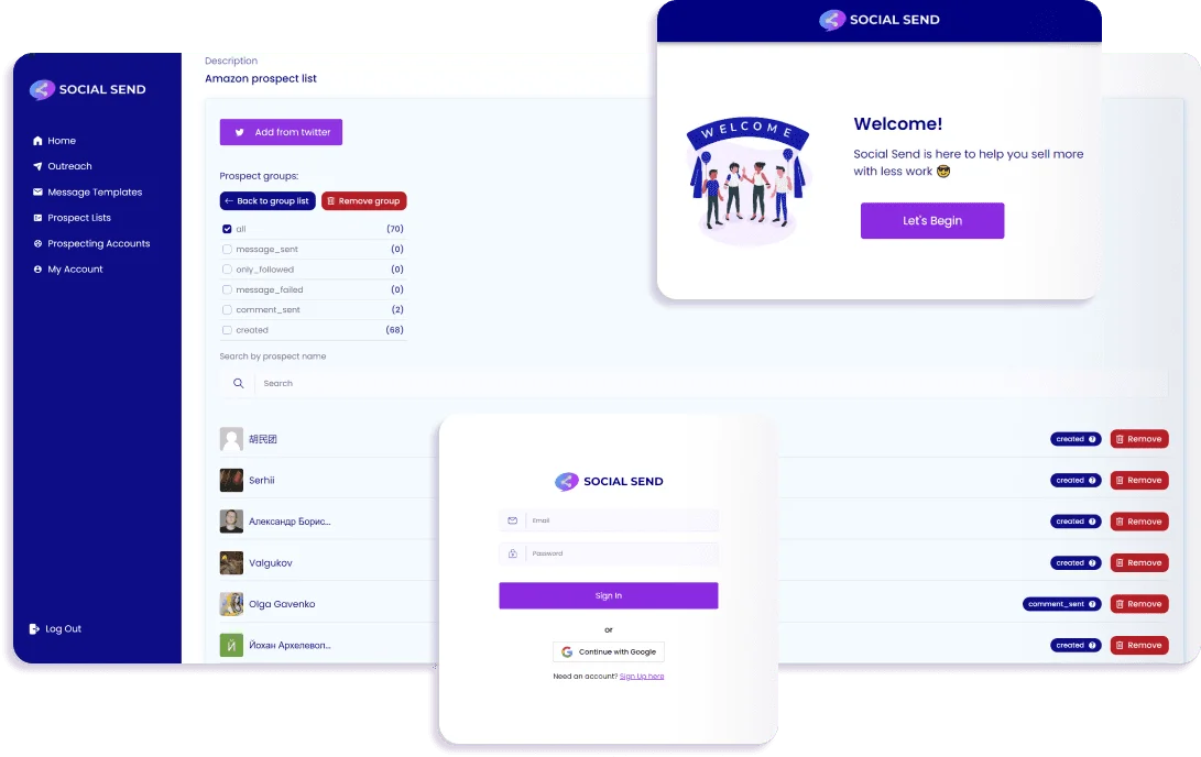 Social Sendchrome extension